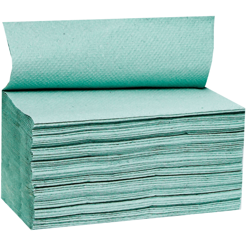 Prosoape pliate verzi V-fold, 1 strat, 21 x 25 cm, 365 g/pachet